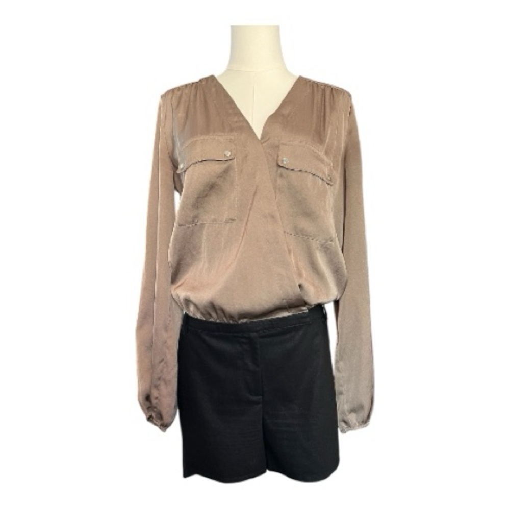 🆕 🖤🤎 NWOT GUESS Black & Brown Long Sleeve Utility Romper | Sz 10